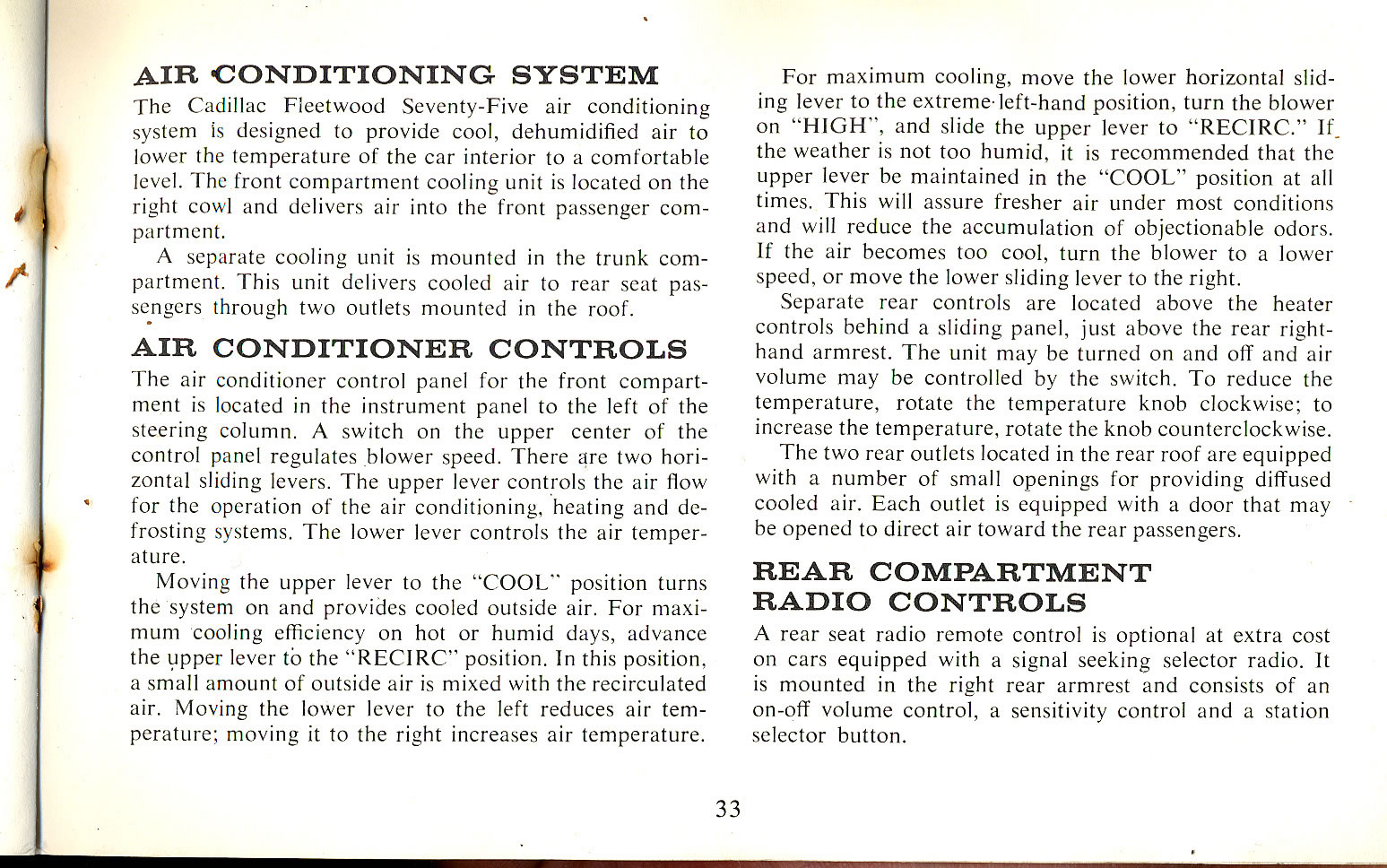 1965 Cadillac Owners Manual Page 1